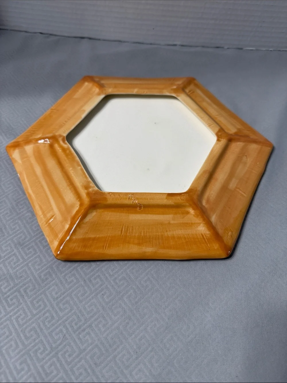 Vtg Mariposa Xanadu Faux Bamboo Octagonal Ceramic Luncheon Plate  Hand Painted